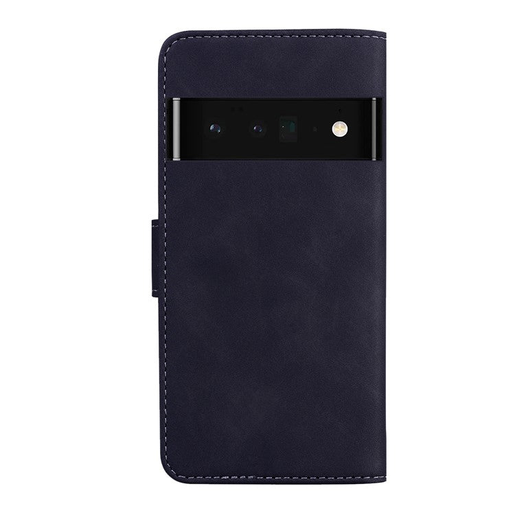 Solid Color Phone Cover Scratch-resistant Premium PU Leather Wallet Design Flip Case with Stand for Google Pixel 6 Pro - Black