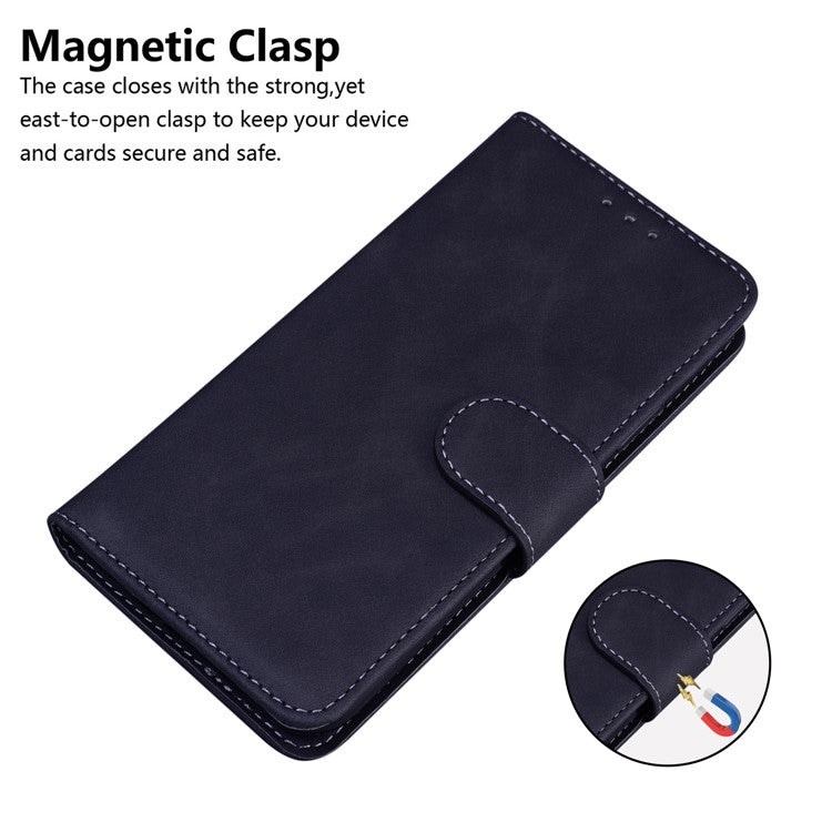 Solid Color Phone Cover Scratch-resistant Premium PU Leather Wallet Design Flip Case with Stand for Google Pixel 6 Pro - Black