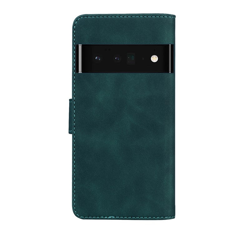 Skin-touch Butterfly Printing PU Leather Magnetic Clasp Flip Phone Case Wallet Cover with Stand for Google Pixel 6 - Green