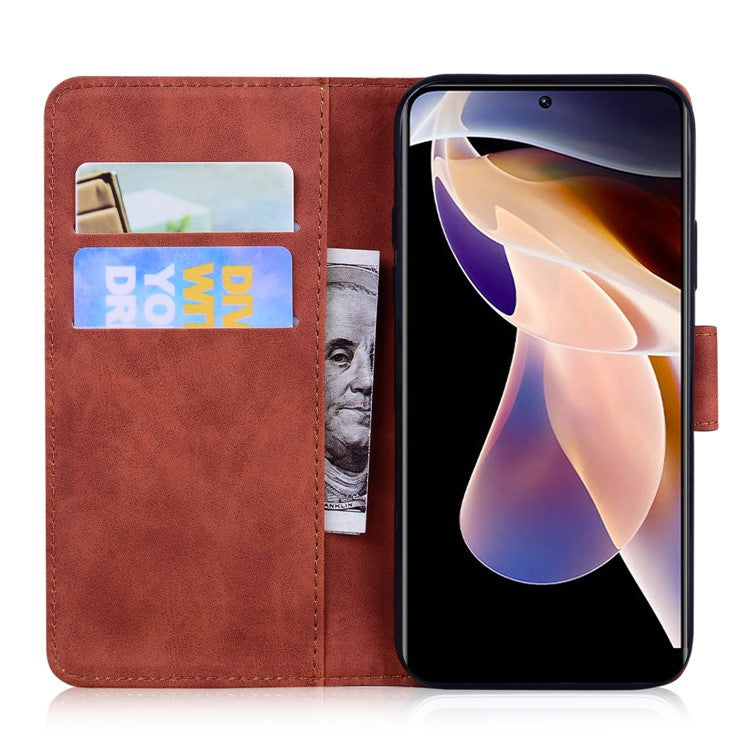 Tiger Imprinted PU Leather Phone Flip Case Cover with Wallet Stand for Google Pixel 6 Pro - Brown