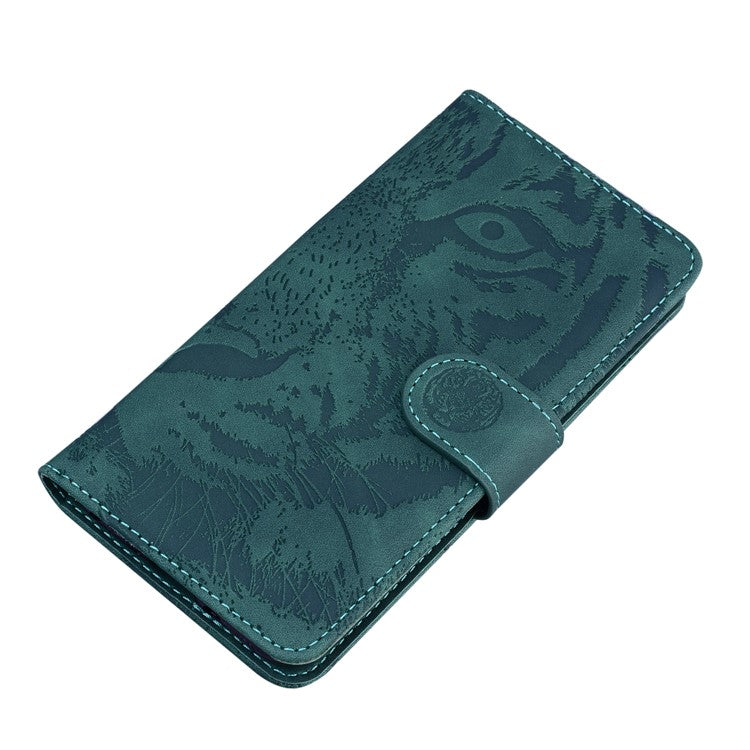 Tiger Imprinted PU Leather Phone Flip Case Cover with Wallet Stand for Google Pixel 6 Pro - Green