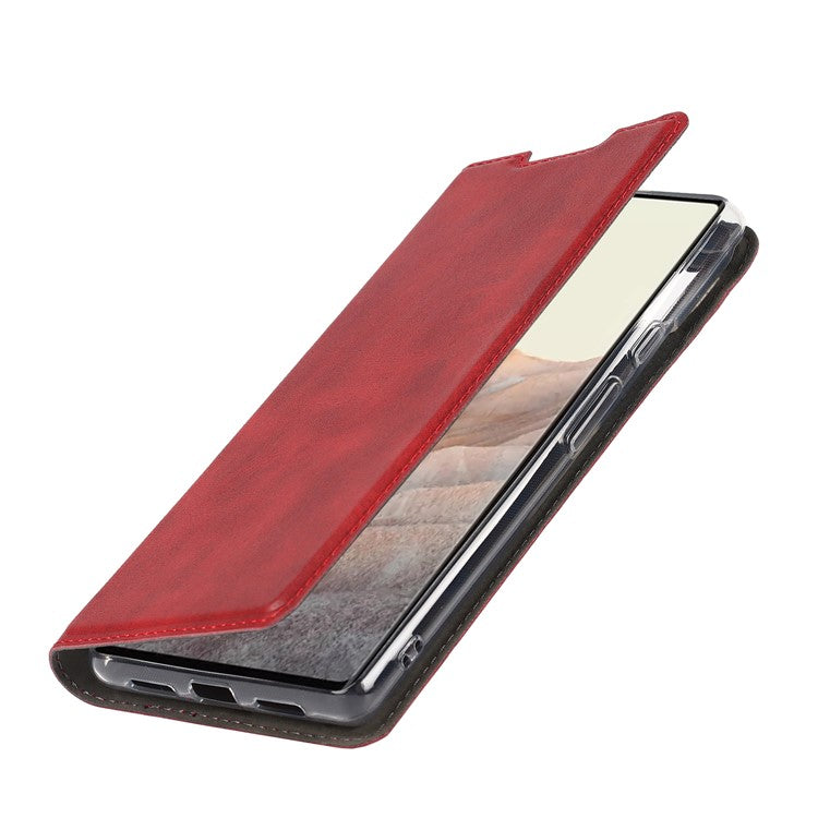 PU Leather Full Protection Card Holder Phone Cover Stand Case with Lanyard for Google Pixel 6 Pro - Red