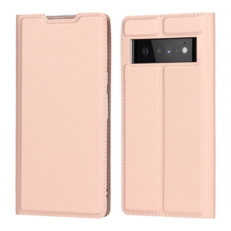 PU Leather Card Holder Design Light Slim Protective Phone Case with Stand for Google Pixel 6 Pro - Rose Gold