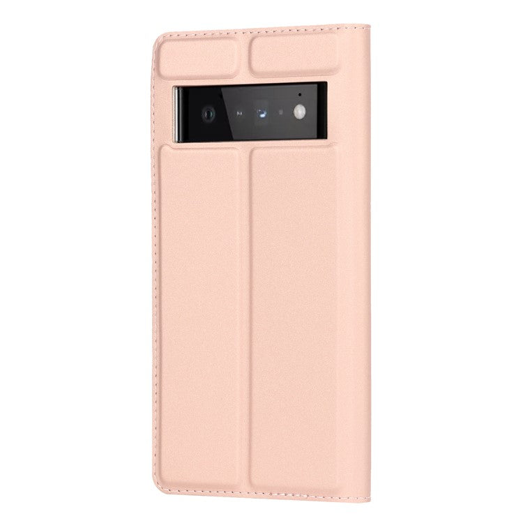 PU Leather Card Holder Design Light Slim Protective Phone Case with Stand for Google Pixel 6 Pro - Rose Gold