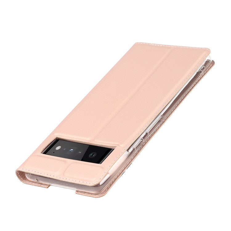 PU Leather Card Holder Design Light Slim Protective Phone Case with Stand for Google Pixel 6 Pro - Rose Gold