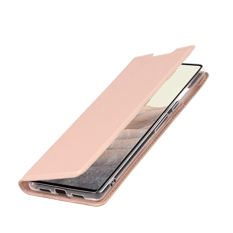 PU Leather Card Holder Design Light Slim Protective Phone Case with Stand for Google Pixel 6 Pro - Rose Gold