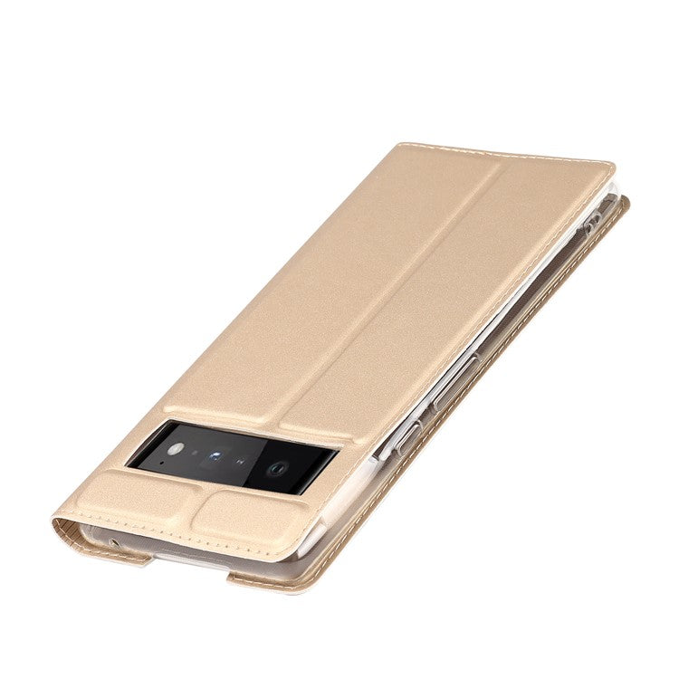 PU Leather Card Holder Design Light Slim Protective Phone Case with Stand for Google Pixel 6 Pro - Gold