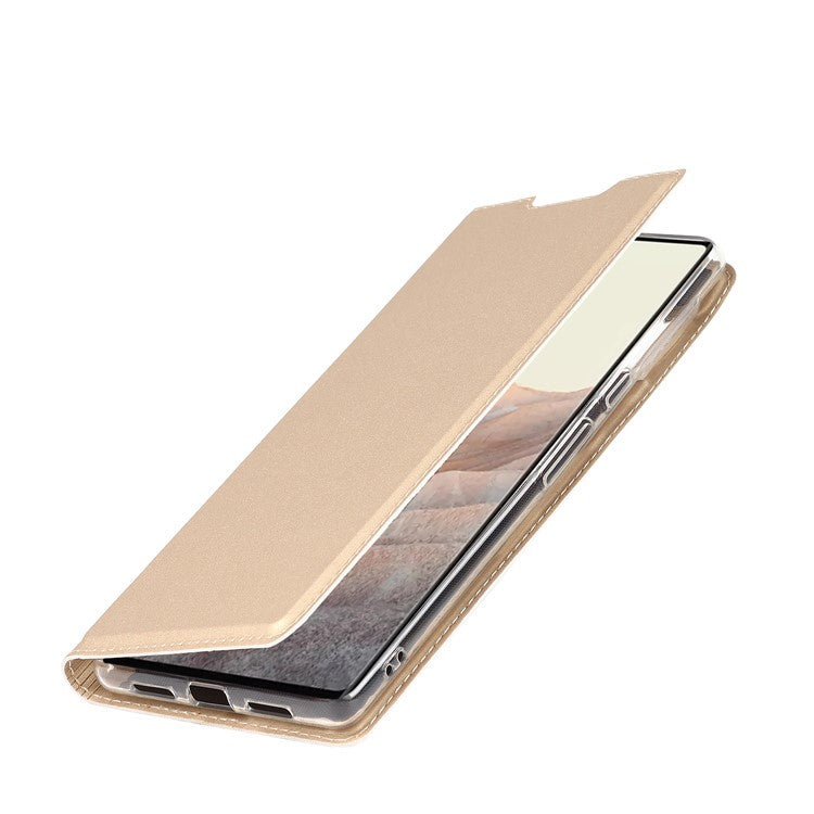 PU Leather Card Holder Design Light Slim Protective Phone Case with Stand for Google Pixel 6 Pro - Gold