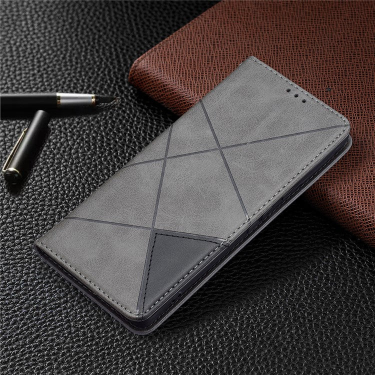 Shockproof Imprinting Pattern Design Flip Phone Shell Built-in Card Slots Design Leather Stand Phone Case Cover for Google Pixel 6 Pro - Grey