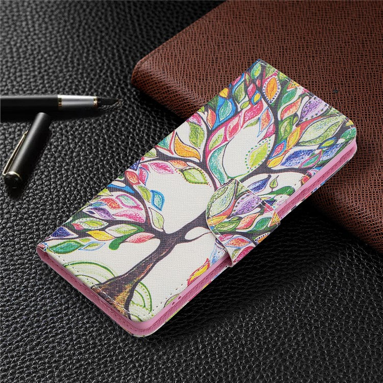 Pattern Printing PU Leather Wallet Case Magnetic Closure Shockproof TPU Inner Flip Stand Cover for Google Pixel 6 Pro - Life Tree