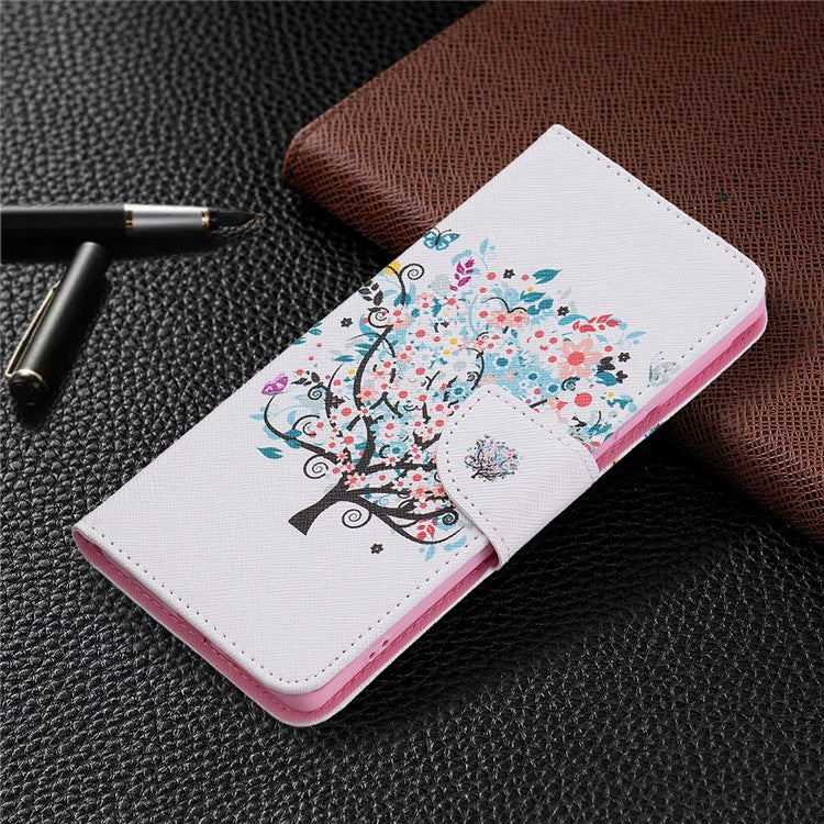 Pattern Printing PU Leather Wallet Case Magnetic Closure Shockproof TPU Inner Flip Stand Cover for Google Pixel 6 Pro - Flower Tree