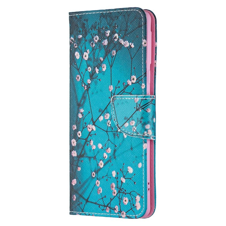 Pattern Printing PU Leather Wallet Case Magnetic Closure Shockproof TPU Inner Flip Stand Cover for Google Pixel 6 Pro - Plum Blossom