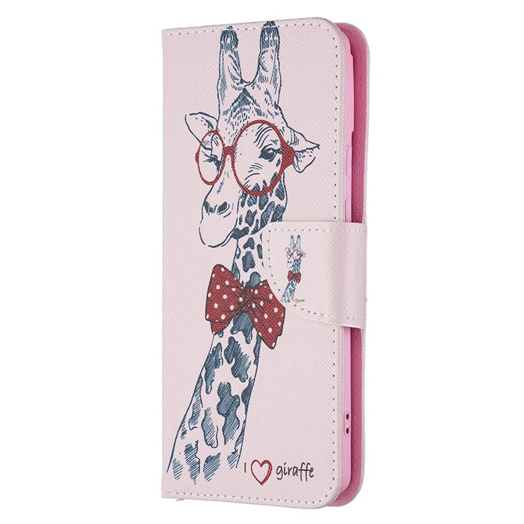 Pattern Printing PU Leather Wallet Folio Flip Cover Shockproof TPU Interior Stand Case for Google Pixel 6 - Giraffe