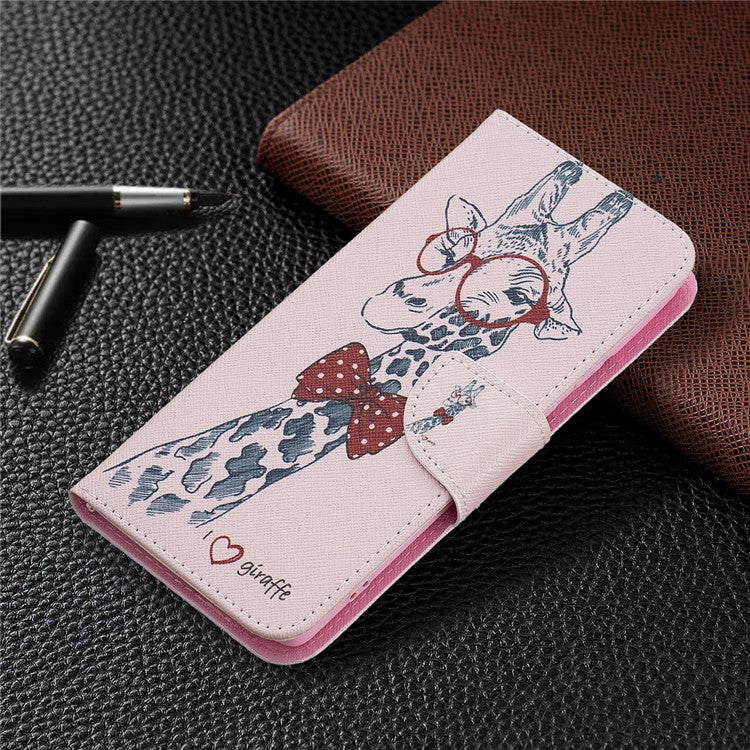 Pattern Printing PU Leather Wallet Folio Flip Cover Shockproof TPU Interior Stand Case for Google Pixel 6 - Giraffe