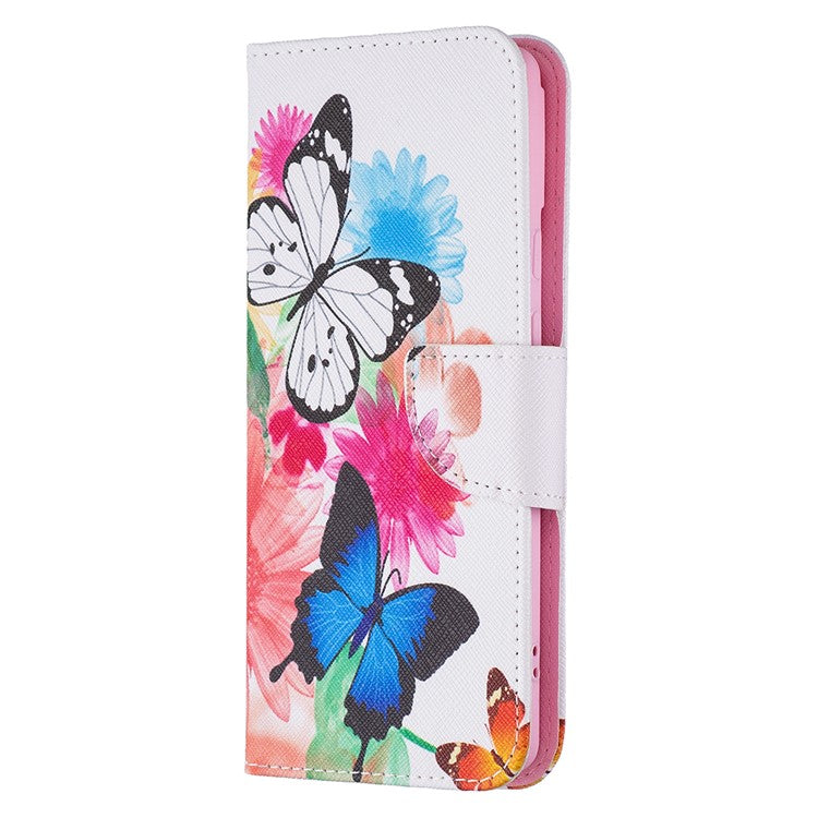 Pattern Printing PU Leather Wallet Folio Flip Cover Shockproof TPU Interior Stand Case for Google Pixel 6 - Two Butterflies