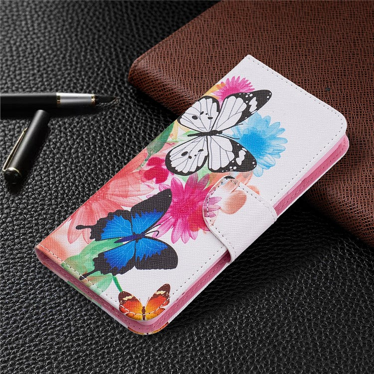 Pattern Printing PU Leather Wallet Folio Flip Cover Shockproof TPU Interior Stand Case for Google Pixel 6 - Two Butterflies