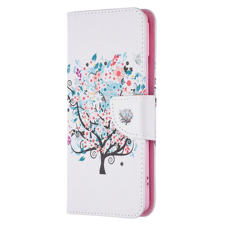 Pattern Printing PU Leather Wallet Folio Flip Cover Shockproof TPU Interior Stand Case for Google Pixel 6 - Flower Tree