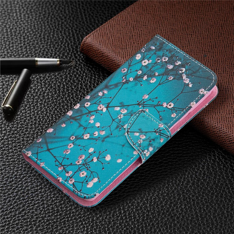 Pattern Printing PU Leather Wallet Folio Flip Cover Shockproof TPU Interior Stand Case for Google Pixel 6 - Plum Blossom