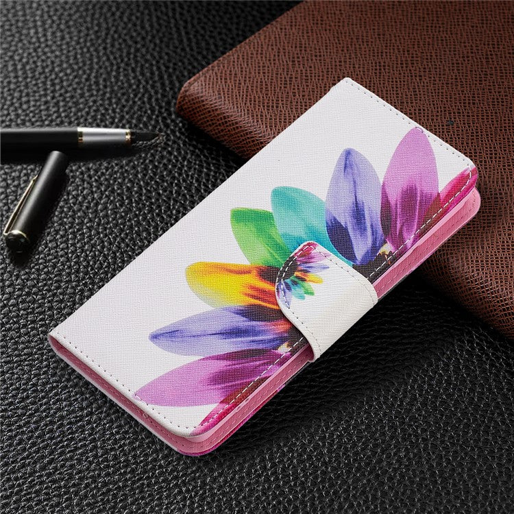 Pattern Printing PU Leather Wallet Folio Flip Cover Shockproof TPU Interior Stand Case for Google Pixel 6 - Sunflower