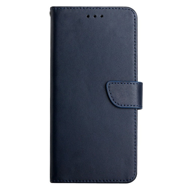 Nappa Texture Folio Flip Genuine Leather Phone Case Magnetic Closure Splash-proof Protection Stand Wallet Cover for Google Pixel 6 - Blue