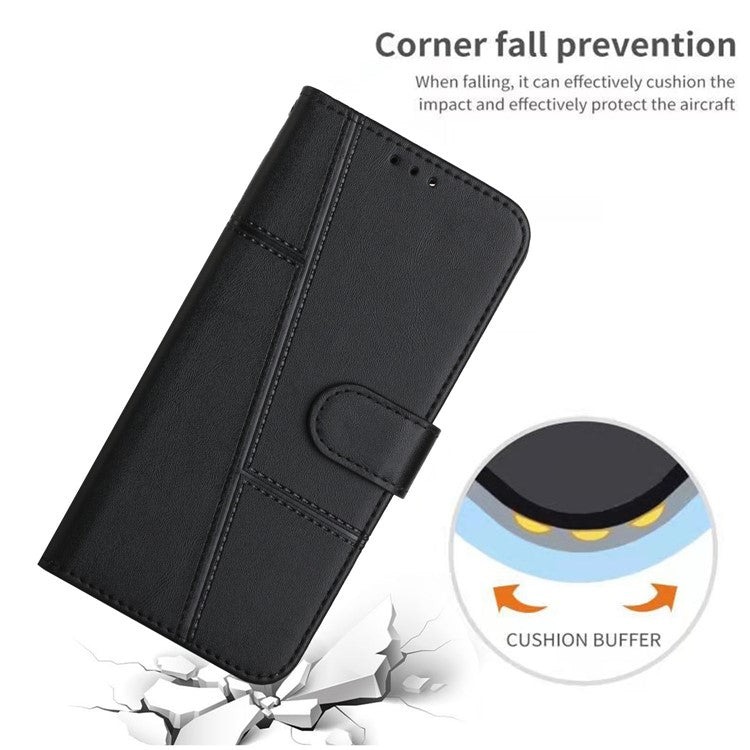 PU Leather Cover All-round Protection Magnetic Closure Stand Wallet Splicing Phone Case for Google Pixel 6 - Black