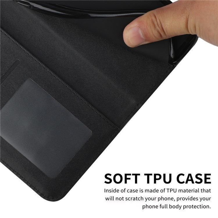 PU Leather Cover All-round Protection Magnetic Closure Stand Wallet Splicing Phone Case for Google Pixel 6 - Black