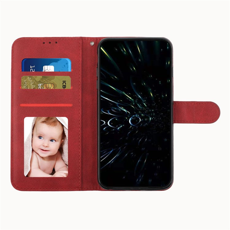 PU Leather Cover All-round Protection Magnetic Closure Stand Wallet Splicing Phone Case for Google Pixel 6 - Red