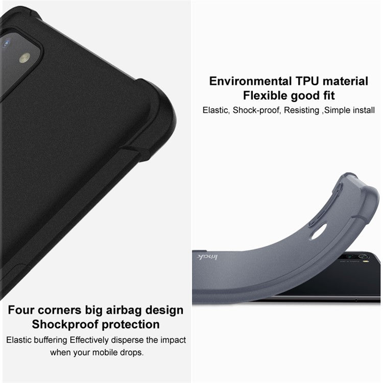 IMAK Matte Finish Four Corner Airbags Anti-shock Soft TPU Phone Case Cover with Screen Protector for Google Pixel 6 - Matte Grey