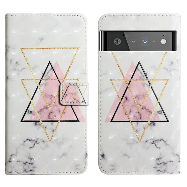 Pattern Printing Light Spot Decor Full Protection Leather Case Phone Cover with Stand Wallet for Google Pixel 6 - Triangle