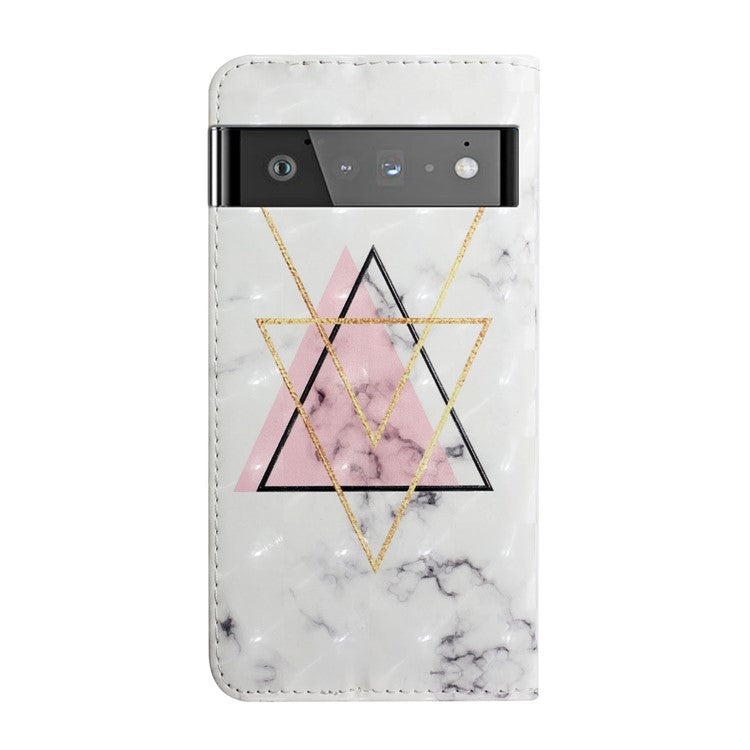 Pattern Printing Light Spot Decor Full Protection Leather Case Phone Cover with Stand Wallet for Google Pixel 6 - Triangle