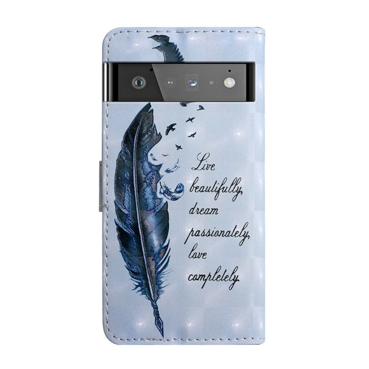 Pattern Printing Light Spot Decor Foldable Stand PU Leather Phone Case Cover with Wallet for Google Pixel 6 Pro - Feather of Wild Goose