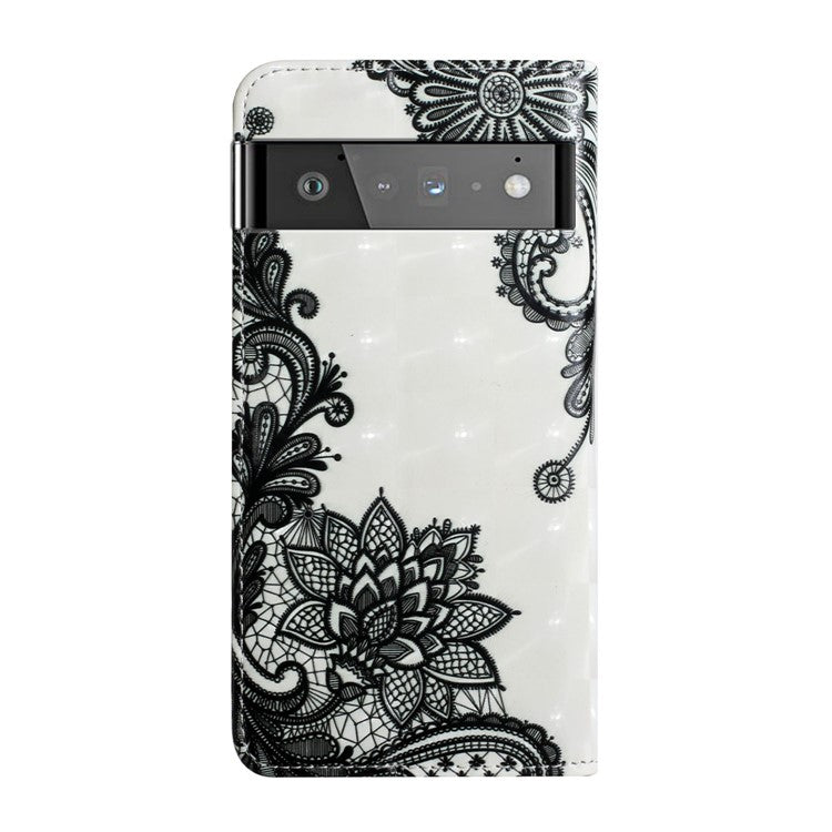 Pattern Printing Light Spot Decor Foldable Stand PU Leather Phone Case Cover with Wallet for Google Pixel 6 Pro - Flower