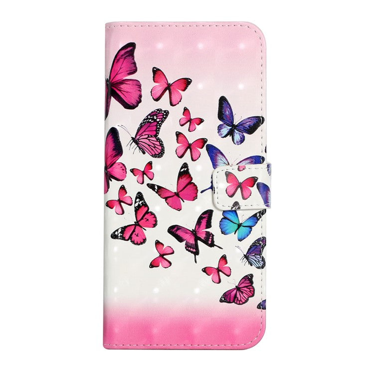 Pattern Printing Light Spot Decor Foldable Stand PU Leather Phone Case Cover with Wallet for Google Pixel 6 Pro - Pink Blue Butterfly