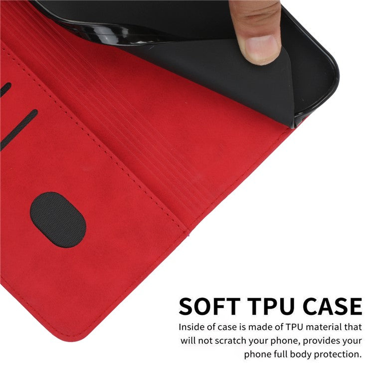 Wallet Stand Design Skin-touch Rhombus Pattern TPU Inner Case Strong Magnetic Auto-absorbed Closure Leather Phone Cover for Google Pixel 6 Pro - Red