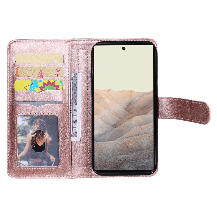 For Google Pixel 6 KT Multi-functional Series-1 PU Leather 10 Card Slots Holder Flip Cover Stand Magnetic Wallet Phone Case - Rose Gold