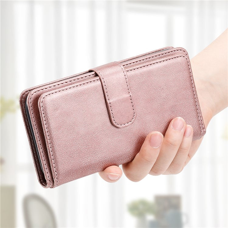 For Google Pixel 6 KT Multi-functional Series-1 PU Leather 10 Card Slots Holder Flip Cover Stand Magnetic Wallet Phone Case - Rose Gold