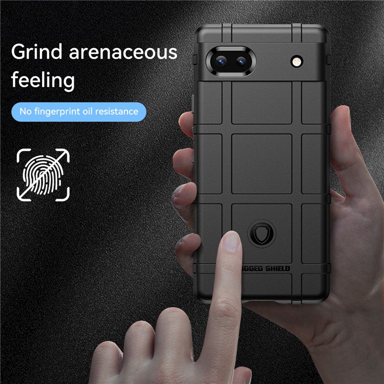 Rugged Square Grid Design Thickened Soft TPU Explosion Protection Anti-Drop Cover for Google Pixel 6a - Black