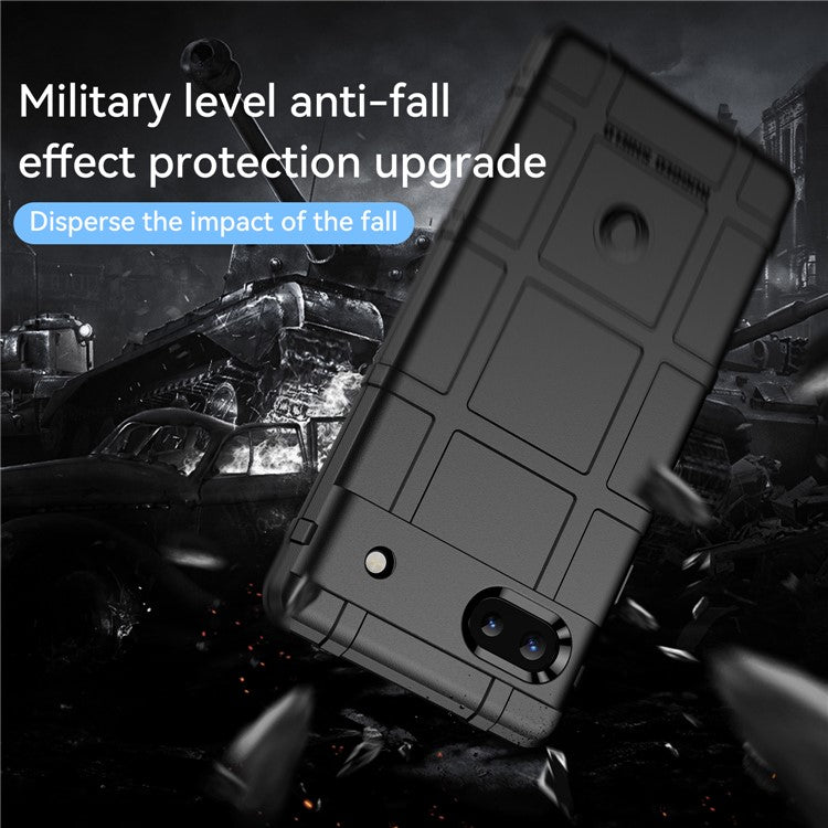 Rugged Square Grid Design Thickened Soft TPU Explosion Protection Anti-Drop Cover for Google Pixel 6a - Black