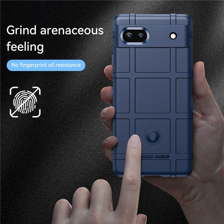 Rugged Square Grid Design Thickened Soft TPU Explosion Protection Anti-Drop Cover for Google Pixel 6a - Blue