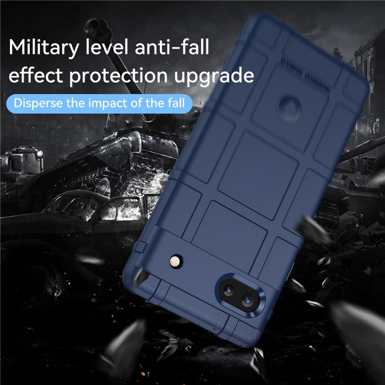 Rugged Square Grid Design Thickened Soft TPU Explosion Protection Anti-Drop Cover for Google Pixel 6a - Blue