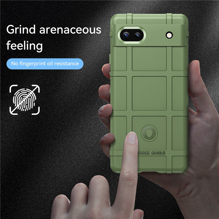 Rugged Square Grid Design Thickened Soft TPU Explosion Protection Anti-Drop Cover for Google Pixel 6a - Green