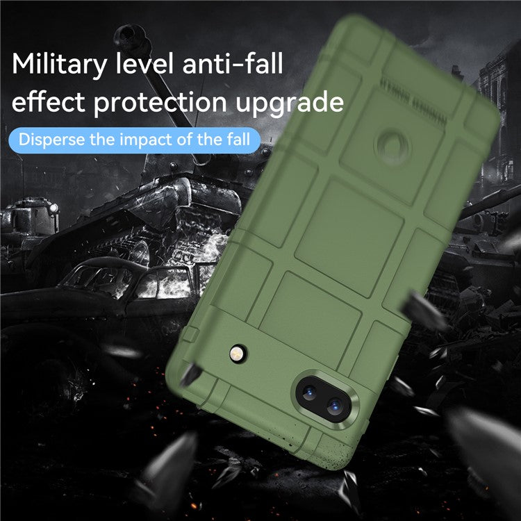 Rugged Square Grid Design Thickened Soft TPU Explosion Protection Anti-Drop Cover for Google Pixel 6a - Green