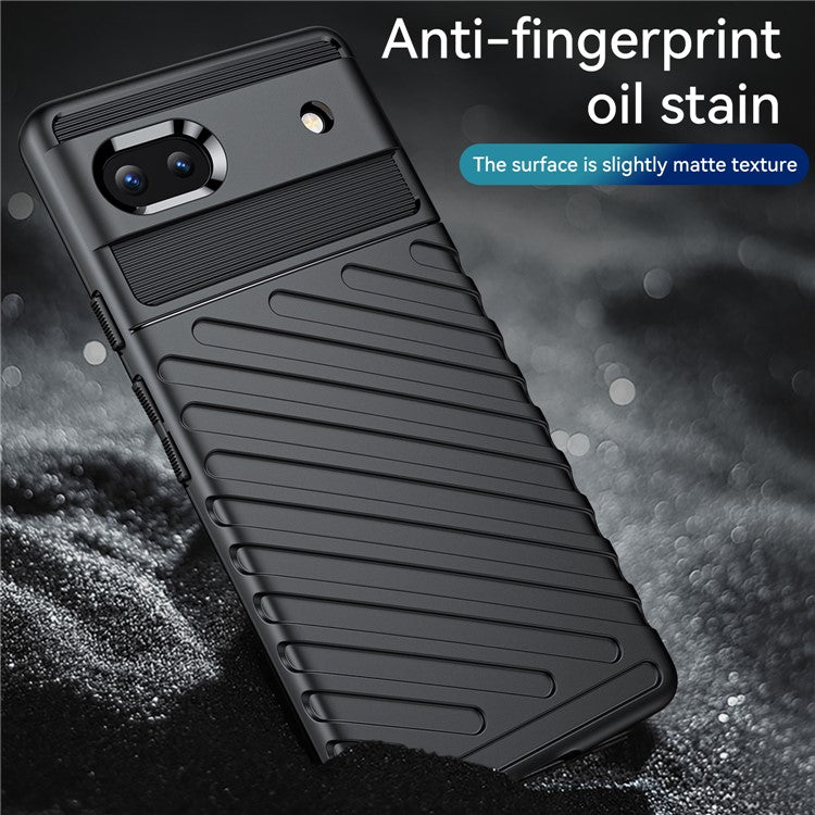 Thunder Series Twill Texture Thickened Smooth Flexible TPU Protective Phone Cover for Google Pixel 6a - Black