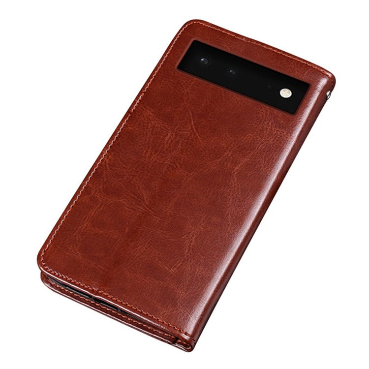 IDEWEI Shockproof Phone Bag Case PU Leather + TPU Case All-round Protection Stand Wallet Phone Cover for Google Pixel 6 - Brown