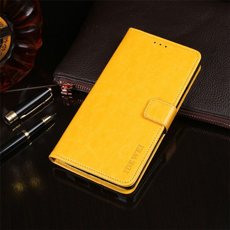 IDEWEI Shockproof Phone Bag Case PU Leather + TPU Case All-round Protection Stand Wallet Phone Cover for Google Pixel 6 - Yellow