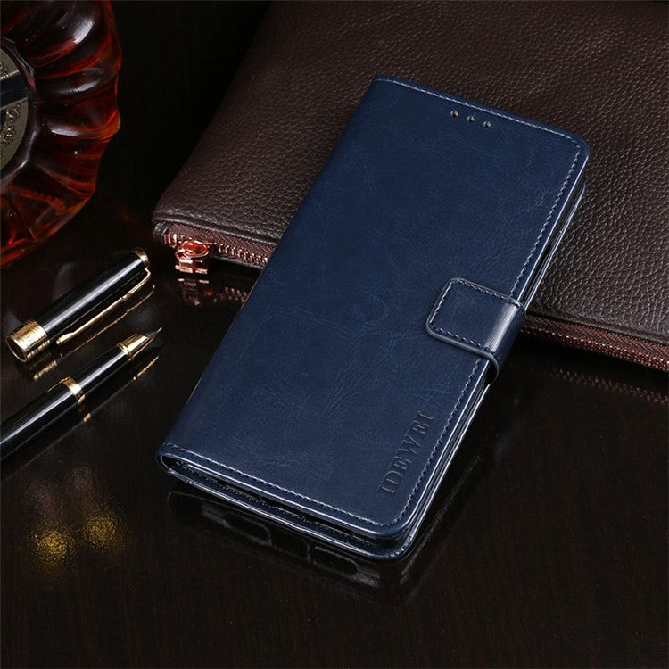 IDEWEI Shockproof Phone Bag Case PU Leather + TPU Case All-round Protection Stand Wallet Phone Cover for Google Pixel 6 - Dark Blue