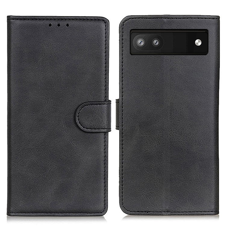 Textured PU Leather Phone Cover with Stand Wallet Feature for Google Pixel 6a - Black