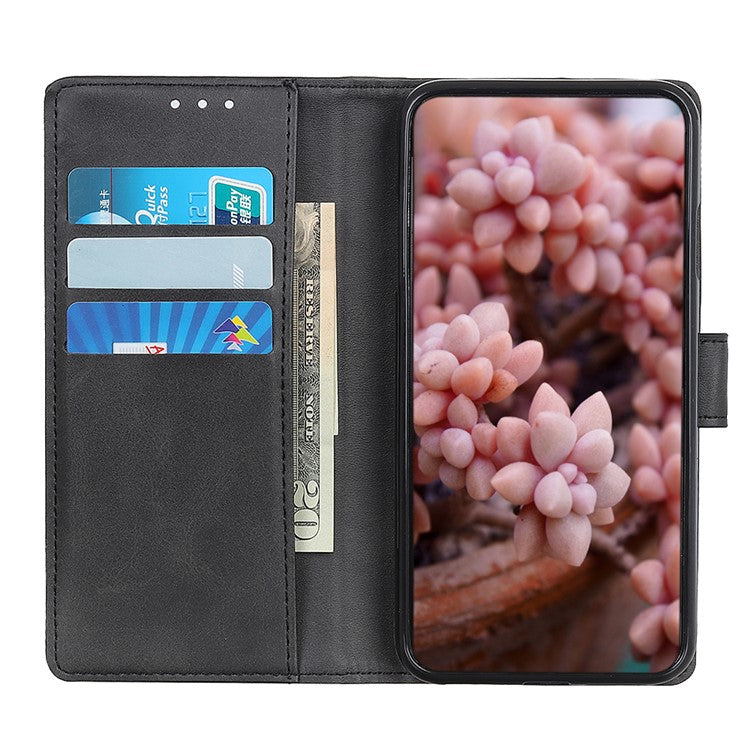 Textured PU Leather Phone Cover with Stand Wallet Feature for Google Pixel 6a - Black