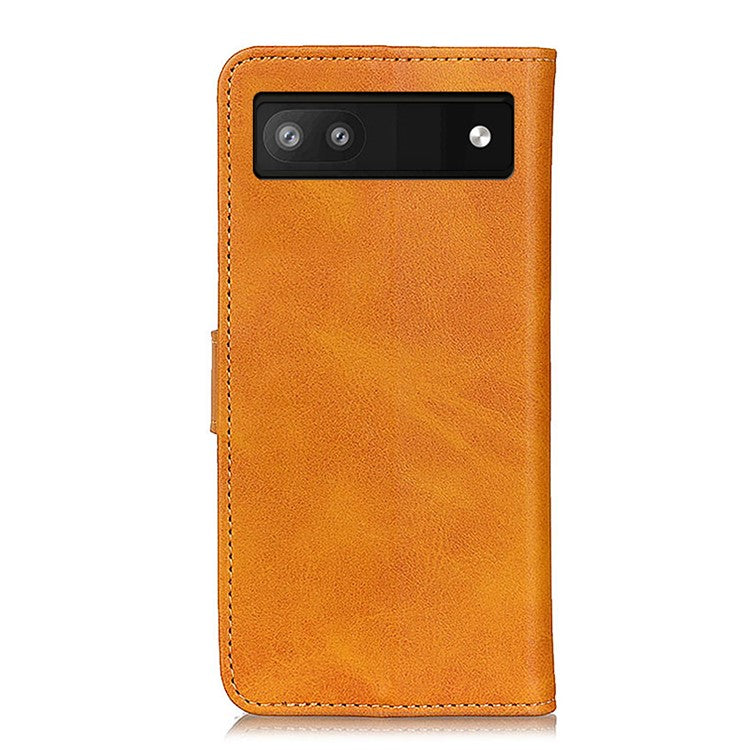 Textured PU Leather Phone Cover with Stand Wallet Feature for Google Pixel 6a - Brown