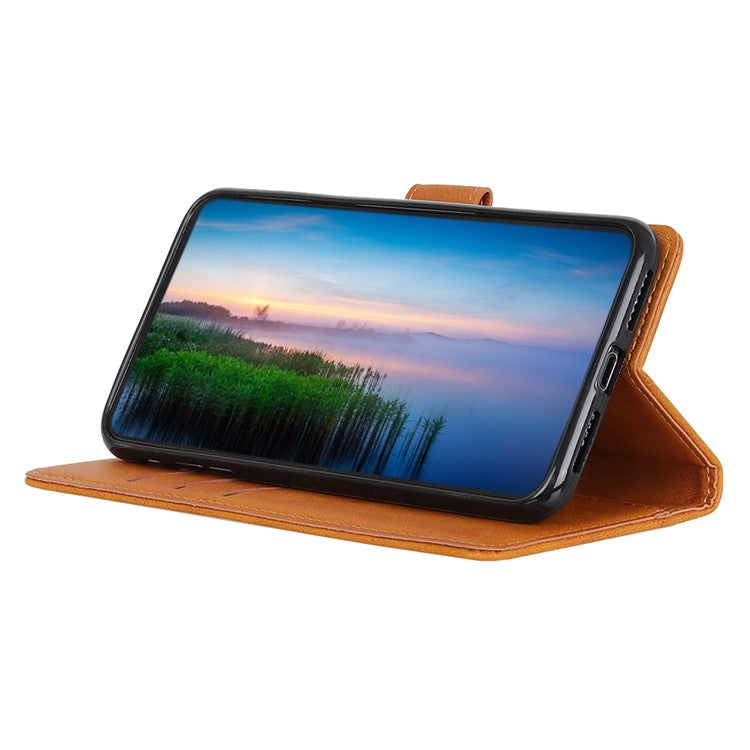 Textured PU Leather Phone Cover with Stand Wallet Feature for Google Pixel 6a - Brown